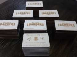 Деревянные визитки для Barber Shop