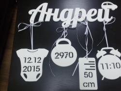 Метрика с именем, датой и временем рождения, весом и ростом мальчика